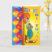 Happy Birthday Clown Kaart (Gele Bloem)
