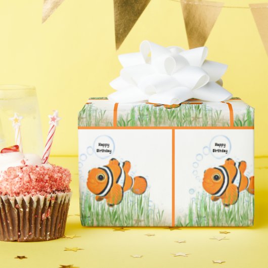 Happy Birthday Clownfish Cadeaupapier (Verjaardagsfeest)