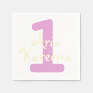 Happy Birthday Cocktail Napkin Beige Pink Servet