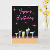 Happy Birthday - Cocktails Kaart (Gele Bloem)