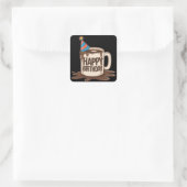 Happy Birthday Coffee Cup met feest pet Vierkante Sticker (Tas)