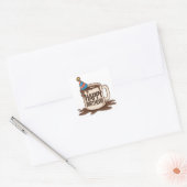 Happy Birthday Coffee Cup met feest pet Vierkante Sticker (Envelop)