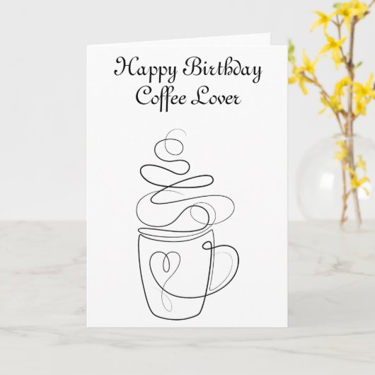 Happy Birthday Coffee Lover Kaart (Gele Bloem)