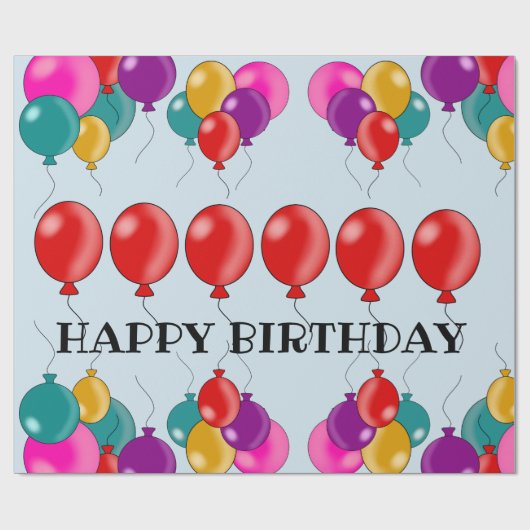 Happy Birthday Colorful Balloon Cadeaupapier (Vlak)