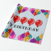 Happy Birthday Colorful Balloon Cadeaupapier (Uitgerold)