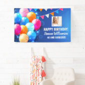 Happy Birthday Colorful Balloons Aangepaste foto t Spandoek (Insitu)