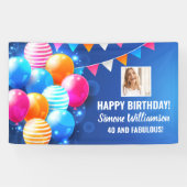 Happy Birthday Colorful Balloons Aangepaste foto t Spandoek (Horizontaal)