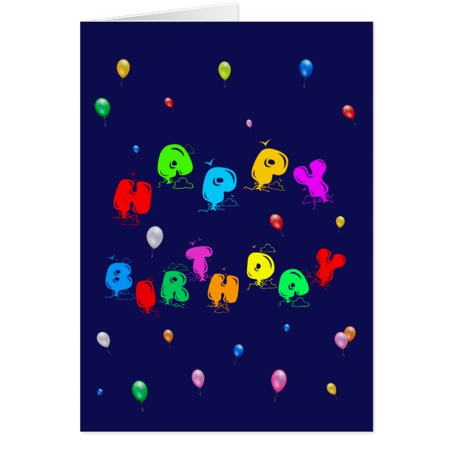 Happy Birthday Colorful Balloons aanpasbaar (Voorkant)