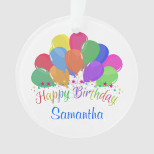 Happy Birthday Colorful Balloons sterft op wit Ornament