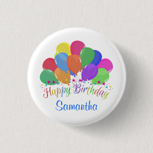 Happy Birthday Colorful Balloons sterft op wit Ronde Button 3,2 Cm