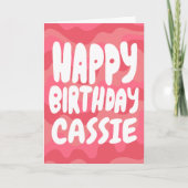 HAPPY BIRTHDAY Colorful Bight Pink Stripes CUSTOM Kaart (Voorkant)