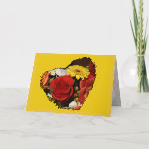 Happy Birthday Colorful Bouquet Heart Shape Kaart