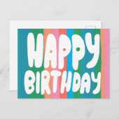HAPPY BIRTHDAY Colorful Bubble Letters CUSTOM Bday Briefkaart (Voorkant / Achterkant)