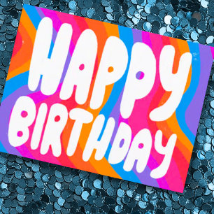 HAPPY BIRTHDAY Colorful Bubble Letters CUSTOM Briefkaart