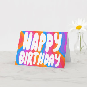 HAPPY BIRTHDAY Colorful Bubble Letters CUSTOM Kaart
