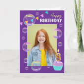 Happy Birthday Colorful Bubbles Bunting Purple Kaart (Voorkant)