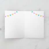 Happy Birthday Colorful Bubbles Bunting Purple Kaart (Binnen)