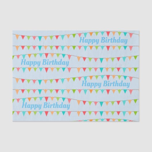 Happy Birthday Colorful Bunting Flags Tissuepapier (Voorkant)