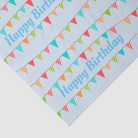 Happy Birthday Colorful Bunting Flags Tissuepapier (Detail)