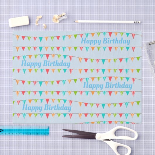 Happy Birthday Colorful Bunting Flags Tissuepapier (Craft)