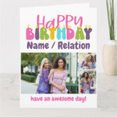 Happy Birthday Colorful Candles 3 Foto Collage Kaart (Voorkant)