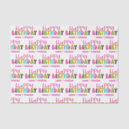 Happy Birthday Colorful Candles Personalized Tissuepapier