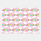 Happy Birthday Colorful Candles Set van 3 Inpakpapier Vel (Voorkant)