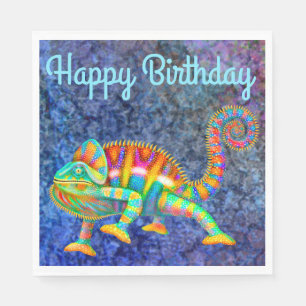 Happy Birthday Colorful Chameleon Napkins Servetten