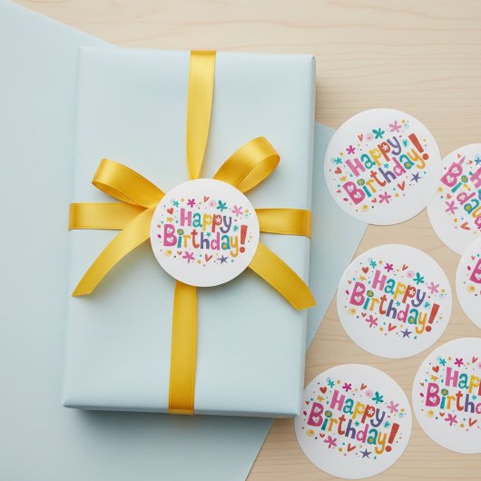 Happy Birthday Colorful Classic Round Sticker