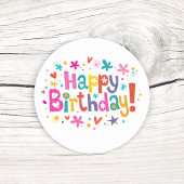 Happy Birthday Colorful Classic Round Sticker