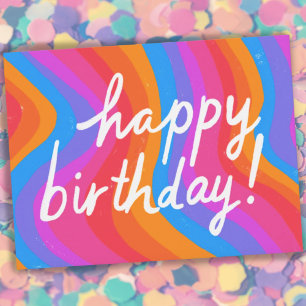 HAPPY BIRTHDAY Colorful Cool & Fun Stripes Briefkaart