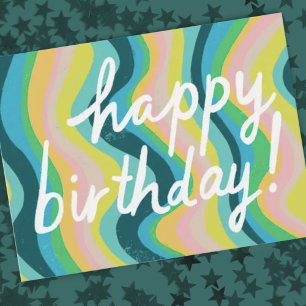 HAPPY BIRTHDAY Colorful Cool & Fun Stripes Briefkaart