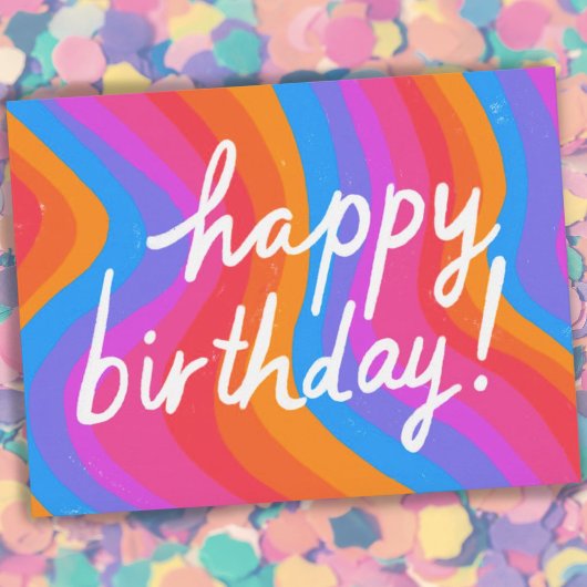 HAPPY BIRTHDAY Colorful Cool & Fun Stripes Briefkaart