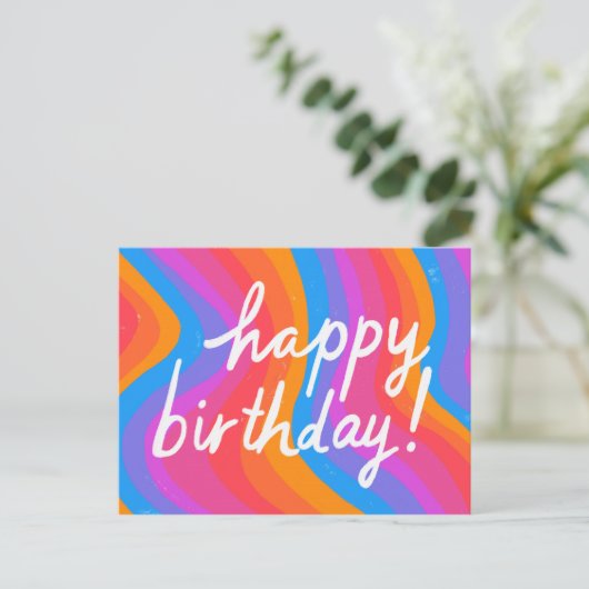 HAPPY BIRTHDAY Colorful Cool & Fun Stripes Briefkaart (Staand voorkant)