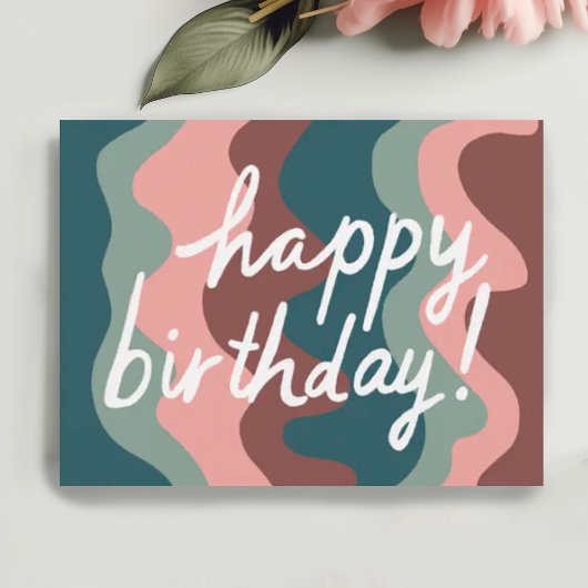 HAPPY BIRTHDAY Colorful Cool & Fun Wavy Stripes Briefkaart
