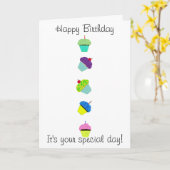 Happy Birthday Colorful Cupcakes Kaart (Gele Bloem)