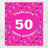 Happy Birthday Colorful Custom Age Name Wijn Etiket (Enkel label)