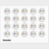 Happy Birthday Colorful Custom Ronde Sticker (Vel)