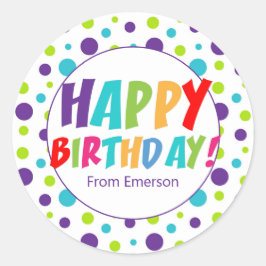 Happy Birthday Colorful Custom Ronde Sticker