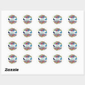 Happy Birthday  Colorful Floral Ronde Sticker (Vel)