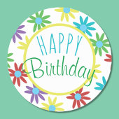 Happy Birthday Colorful Floral Stickers