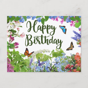 Happy Birthday Colorful Flowers botanische tuin Briefkaart