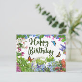Happy Birthday Colorful Flowers botanische tuin Briefkaart (Staand voorkant)