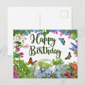 Happy Birthday Colorful Flowers botanische tuin Briefkaart (Voorkant / Achterkant)
