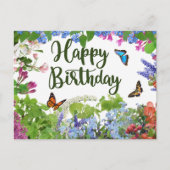Happy Birthday Colorful Flowers botanische tuin Briefkaart (Voorkant)