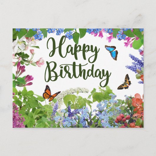 Happy Birthday Colorful Flowers botanische tuin Briefkaart (Voorkant)