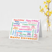 Happy Birthday Colorful Fun Bright Word Cloud Kaart (Gele Bloem)