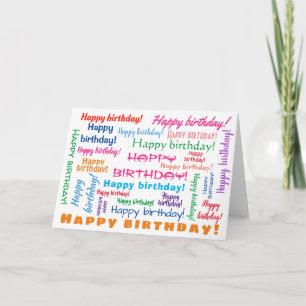 Happy Birthday Colorful Fun Bright Word Cloud Kaart