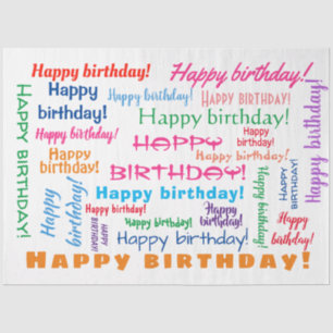 Happy Birthday Colorful Fun Bright Word Cloud Tissuepapier