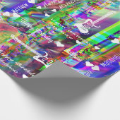  Happy Birthday Colorful Glitch Guitar Cadeaupapier (Hoek)